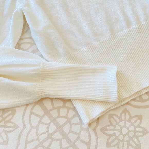 NWT Express Puff Sleeve Cropped Mock Neck Soft Sweater - Ivory - XXS - Picture 6 of 8